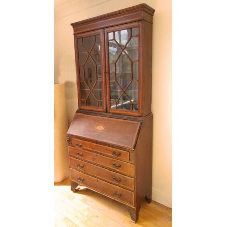 Edwardianischer Mahagoni Massivholz Bücherschrank Sekretär