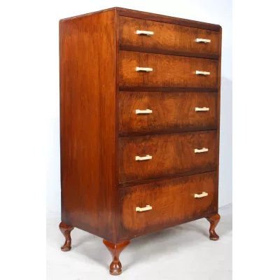 Schlanke Art Deco Nussbaum Kommode  1930 