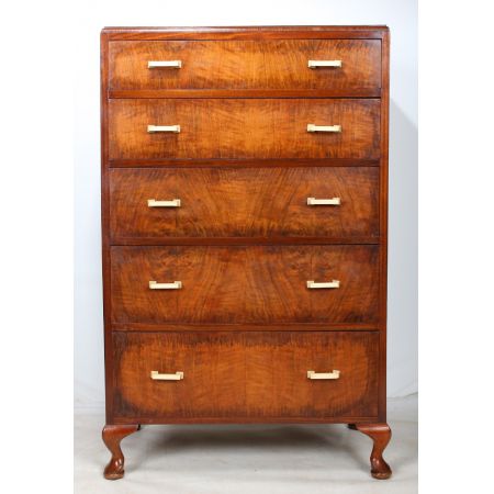 Schlanke Art Deco Nussbaum Kommode  1930 