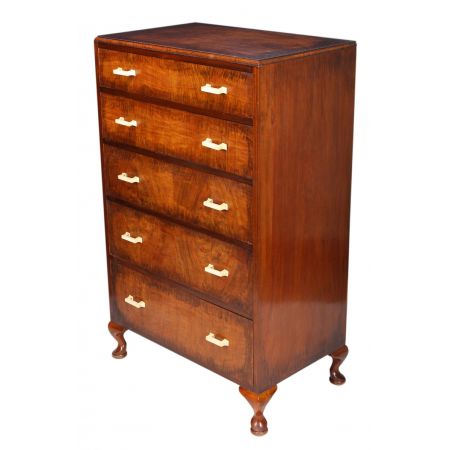 Schlanke Art Deco Nussbaum Kommode  1930 