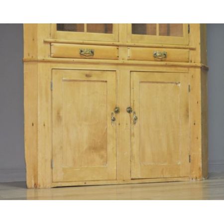 Großer antiker viktorianischer Kiefer Eckschrank Vitrine