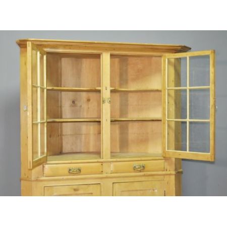 Großer antiker viktorianischer Kiefer Eckschrank Vitrine