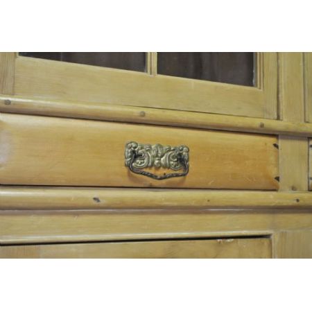 Großer antiker viktorianischer Kiefer Eckschrank Vitrine