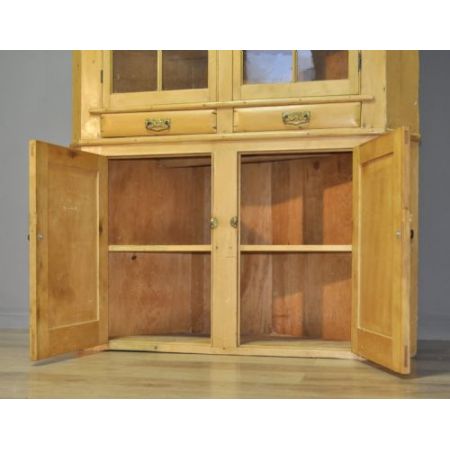 Großer antiker viktorianischer Kiefer Eckschrank Vitrine