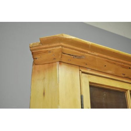 Großer antiker viktorianischer Kiefer Eckschrank Vitrine