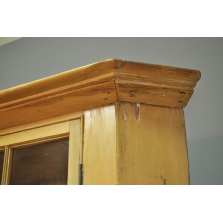 Großer antiker viktorianischer Kiefer Eckschrank Vitrine