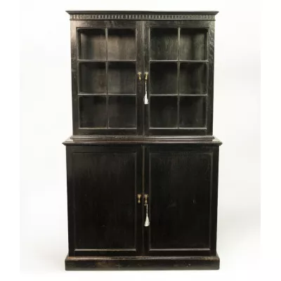 Viktorianischer Bücherschrank aus Eiche, ebonisiert, 1890