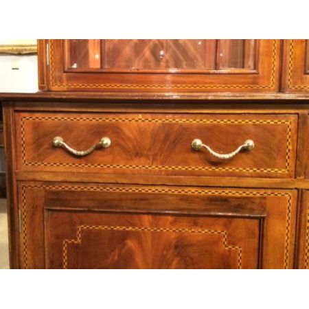 Feiner Bücherschrank aus Mahagoni mit Intasien, Edwardian 1900-1910