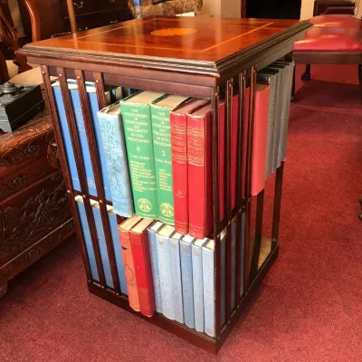 Antikes Revolving Bookcase aus Mahagoni mit Intarsien, um 1900
