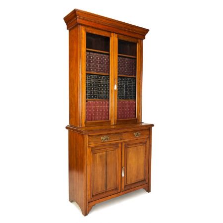 Massiver, Viktorianischer Bibliotheken Bücherschrank aus Walnuss von 1890