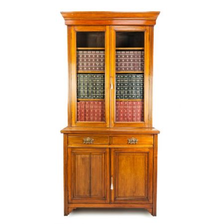 Massiver, Viktorianischer Bibliotheken Bücherschrank aus Walnuss von 1890