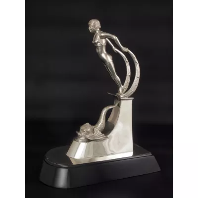 Art Deco Gusssilber Figur Schwimmerin von ca 1930