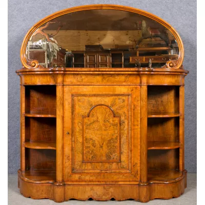 Viktorianisches Sideboard mit Spiegel aus Nussbaum