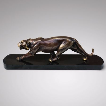 Art Deco Bronzefigur Panther von Rulas, ca. 1930