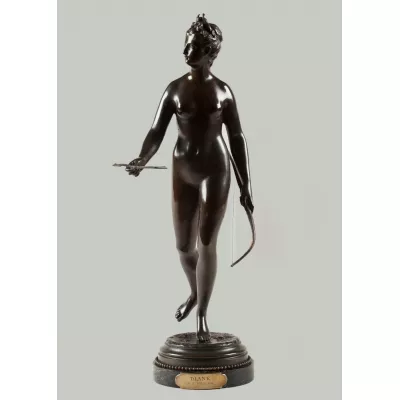 Französische Bronzeskulptur Diane von Houdon, ca. 1880
