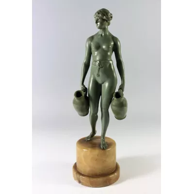 FreFranzösische Art Deco Figur Wasserträger, ca. 1920