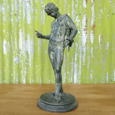 Neapolitanische Bronzefigur Narcissus von Sabatino De Angelis, ca. 1880