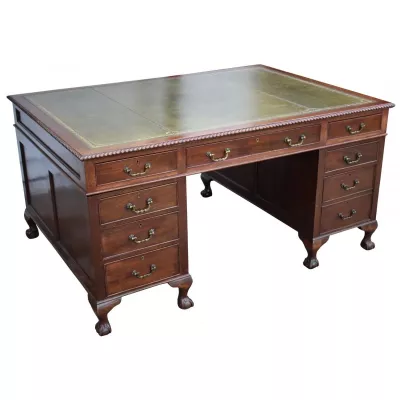 Massiver Edwardian Mahogany   Partner Schreibtisch 