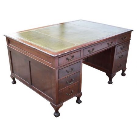 Massiver Edwardian Mahogany   Partner Schreibtisch 