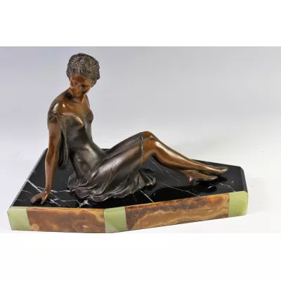 Französische Art Deco Figur Frau in Abendkleid von Cipriani, ca. 1930