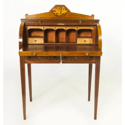 Schöner Mahagoni Zylinder Schreibtisch von ca. 1890 