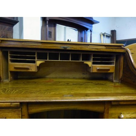 Massiver Eichen Schreibtisch Rolltop Sekretär 1920