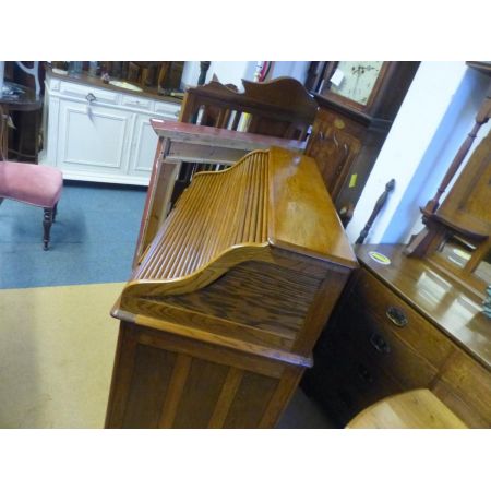 Massiver Eichen Schreibtisch Rolltop Sekretär 1920