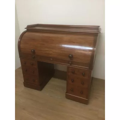 Massiver Mahagoni Zylinder Schreibtisch aus dem 19. JH