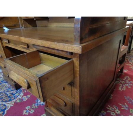 Antiken Eichenholz Schreibtisch Simpoles Manchester mit Rolldach orginal 1900