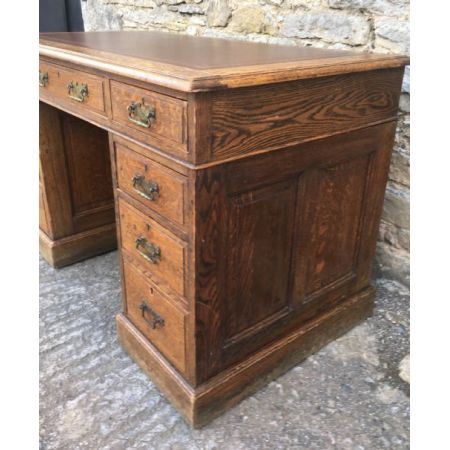 Antiker Edwardian Eichen Pedestal Schreibtisch Orginal 