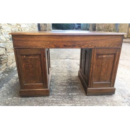 Antiker Edwardian Eichen Pedestal Schreibtisch Orginal 