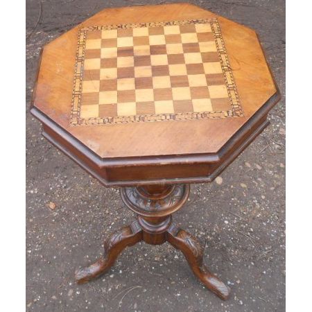 Antiker viktorianischer Schachtisch, original von 1880, aus Mahagoniholz