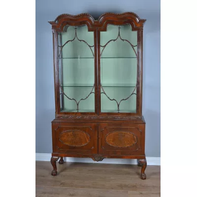 Original edwardianische antike zweitürige Vitrine im Chippendale-Stil