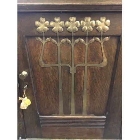 Arts and Craft  aus Eichenholz und Messing, original viktorianisch