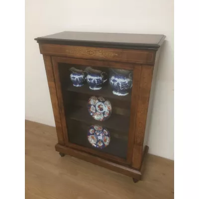 Antike Nussbaum  Rosewood Palisander  Vitrine 19. Jh mit Intarsien
