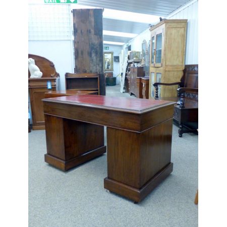 Schöner original edwardianischer Massivholz Schreibtisch mit Leder