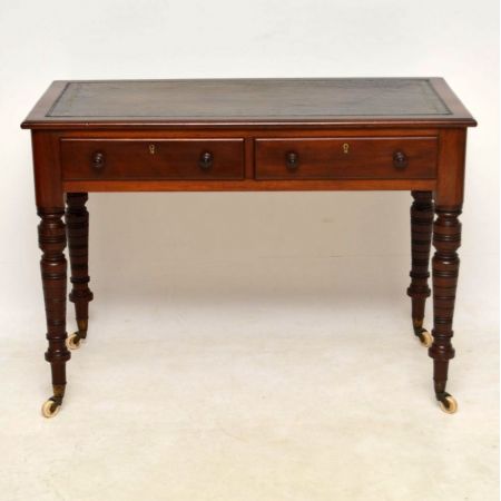 Antiker viktorianischer Massivholz Mahagoni Schreibtisch