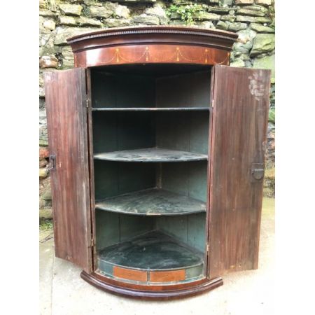 Attraktiver georgianischer Mahagoni Eckschrank Sideboard mit Intarsien