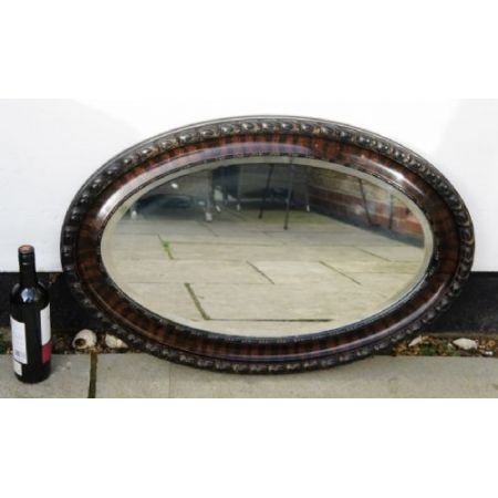 Großer viktorianischer dekorativer, ovaler Hallenspiegel 82 x 56 cm