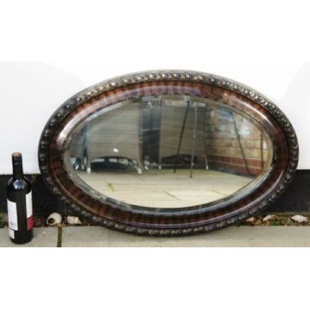 Großer viktorianischer dekorativer, ovaler Hallenspiegel 82 x 56 cm