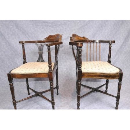 Paar Antike Viktorianische Ecklehnen/-Armstühle Englisch 1890