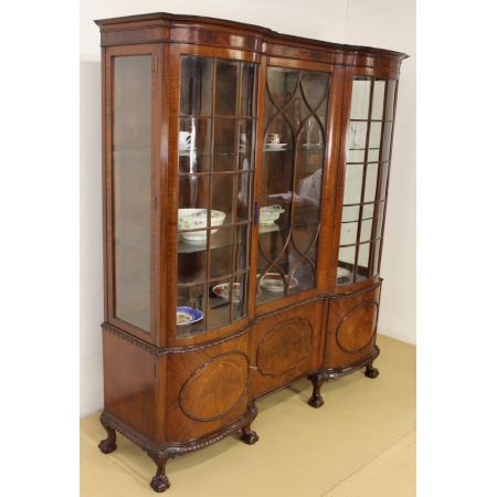 Große antike Mahagoni Vitrine Chippendale Stil Massivholz