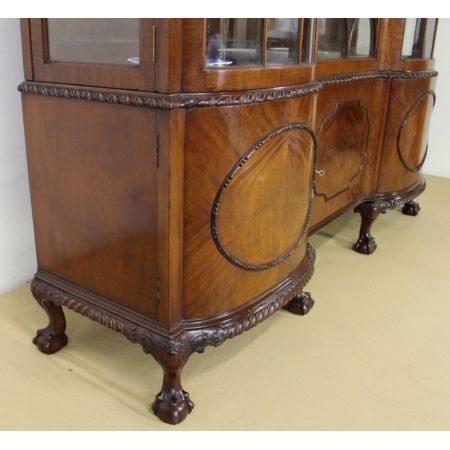 Große antike Mahagoni Vitrine Chippendale Stil Massivholz