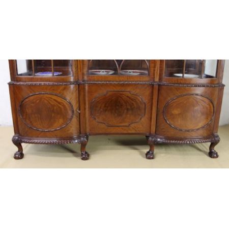 Große antike Mahagoni Vitrine Chippendale Stil Massivholz