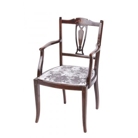 Ein Paar antiker Mahagoni-Intarsien-Sessel  1890