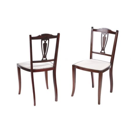 Satz von 4 antiken Mahagoni-Intarsien Esszimmerstühle