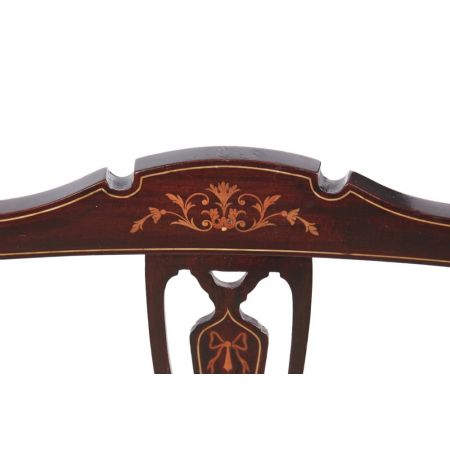 Satz von 4 antiken Mahagoni-Intarsien Esszimmerstühle