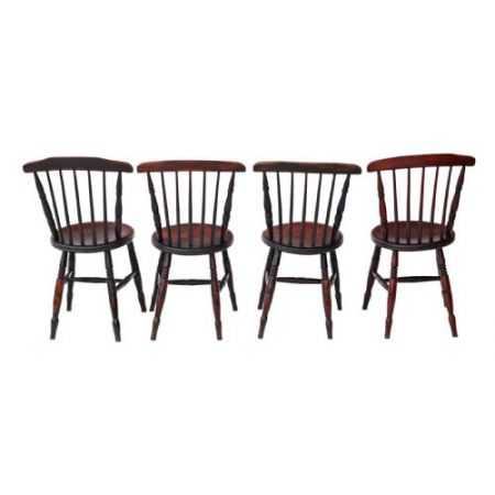 Satz von 4 Victorian Penny Windsor Esszimmerstühle Buche und Ulme