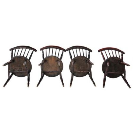 Satz von 4 Victorian Penny Windsor Esszimmerstühle Buche und Ulme