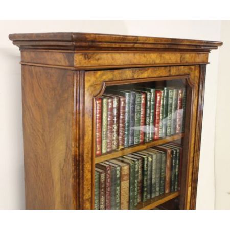 Schlanker Original viktorianischer Wurzelholz Nussbaum Bücherschrank